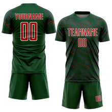 Load image into Gallery viewer, Custom Green Red-White Slant Lines Sports Sublimation Soccer Uniform Jersey

