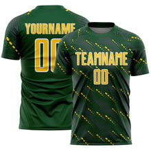 Load image into Gallery viewer, Custom Green Yellow-White Slant Lines Sports Sublimation Soccer Uniform Jersey
