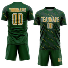 Load image into Gallery viewer, Custom Green Old Gold-White Slant Lines Sports Sublimation Soccer Uniform Jersey
