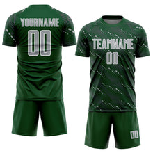 Load image into Gallery viewer, Custom Green Gray-White Slant Lines Sports Sublimation Soccer Uniform Jersey
