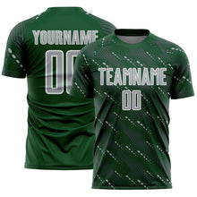 Load image into Gallery viewer, Custom Green Gray-White Slant Lines Sports Sublimation Soccer Uniform Jersey
