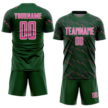 Load image into Gallery viewer, Custom Green Pink-White Slant Lines Sports Sublimation Soccer Uniform Jersey

