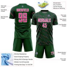 Load image into Gallery viewer, Custom Green Pink-White Slant Lines Sports Sublimation Soccer Uniform Jersey
