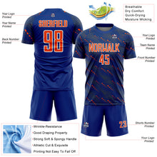 Load image into Gallery viewer, Custom Royal Orange-White Slant Lines Sports Sublimation Soccer Uniform Jersey
