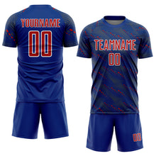 Laden Sie das Bild in den Galerie-Viewer, Custom Royal Red-White Slant Lines Sports Sublimation Soccer Uniform Jersey
