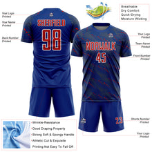 Laden Sie das Bild in den Galerie-Viewer, Custom Royal Red-White Slant Lines Sports Sublimation Soccer Uniform Jersey
