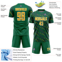 Load image into Gallery viewer, Custom Kelly Green Gold-White Slant Lines Sports Sublimation Soccer Uniform Jersey

