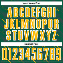 Load image into Gallery viewer, Custom Kelly Green Gold-White Slant Lines Sports Sublimation Soccer Uniform Jersey
