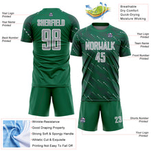 Charger l&#39;image dans la galerie, Custom Kelly Green Gray-White Slant Lines Sports Sublimation Soccer Uniform Jersey
