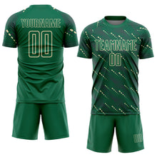 Load image into Gallery viewer, Custom Kelly Green Cream Slant Lines Sports Sublimation Soccer Uniform Jersey
