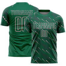 Load image into Gallery viewer, Custom Kelly Green Light Pink Slant Lines Sports Sublimation Soccer Uniform Jersey
