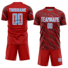 Charger l&#39;image dans la galerie, Custom Red Light Blue-White Slant Lines Sports Sublimation Soccer Uniform Jersey
