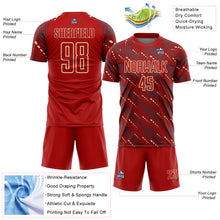 Laden Sie das Bild in den Galerie-Viewer, Custom Red Cream Slant Lines Sports Sublimation Soccer Uniform Jersey
