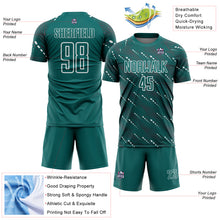 Laden Sie das Bild in den Galerie-Viewer, Custom Teal White Slant Lines Sports Sublimation Soccer Uniform Jersey
