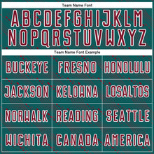 Load image into Gallery viewer, Custom Teal Crimson-White Slant Lines Sports Sublimation Soccer Uniform Jersey
