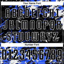 Load image into Gallery viewer, Custom Black Royal-White Fluid Art Splash Sublimation Soccer Uniform Jersey

