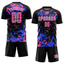 Load image into Gallery viewer, Custom Black Pink Royal-White Fluid Art Splash Sublimation Soccer Uniform Jersey
