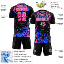 Load image into Gallery viewer, Custom Black Pink Royal-White Fluid Art Splash Sublimation Soccer Uniform Jersey
