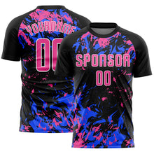 Load image into Gallery viewer, Custom Black Pink Royal-White Fluid Art Splash Sublimation Soccer Uniform Jersey
