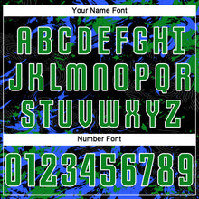 Load image into Gallery viewer, Custom Black Grass Green Royal-White Fluid Art Splash Sublimation Soccer Uniform Jersey
