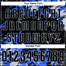 Charger l&#39;image dans la galerie, Custom Black Silver-Royal Fluid Art Splash Sublimation Soccer Uniform Jersey
