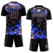 Charger l&#39;image dans la galerie, Custom Black Light Pink-Royal Fluid Art Splash Sublimation Soccer Uniform Jersey
