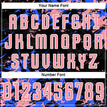Load image into Gallery viewer, Custom Black Medium Pink Royal-White Fluid Art Splash Sublimation Soccer Uniform Jersey
