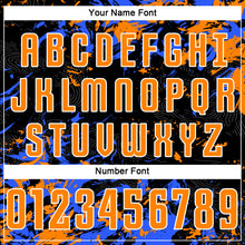 Load image into Gallery viewer, Custom Black Bay Orange Royal-White Fluid Art Splash Sublimation Soccer Uniform Jersey
