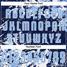 Charger l&#39;image dans la galerie, Custom Navy Light Blue-White Fluid Art Splash Sublimation Soccer Uniform Jersey
