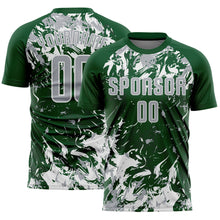 Load image into Gallery viewer, Custom Green Gray-White Fluid Art Splash Sublimation Soccer Uniform Jersey
