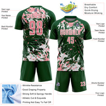 Load image into Gallery viewer, Custom Green Medium Pink-White Fluid Art Splash Sublimation Soccer Uniform Jersey
