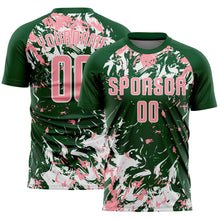 Load image into Gallery viewer, Custom Green Medium Pink-White Fluid Art Splash Sublimation Soccer Uniform Jersey
