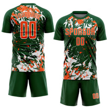 Load image into Gallery viewer, Custom Green Orange-White Fluid Art Splash Sublimation Soccer Uniform Jersey
