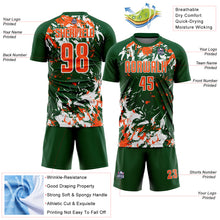 Load image into Gallery viewer, Custom Green Orange-White Fluid Art Splash Sublimation Soccer Uniform Jersey

