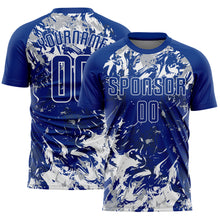 Load image into Gallery viewer, Custom Royal Gray-White Fluid Art Splash Sublimation Soccer Uniform Jersey
