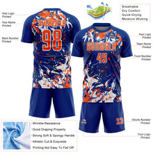 Load image into Gallery viewer, Custom Royal Orange-White Fluid Art Splash Sublimation Soccer Uniform Jersey
