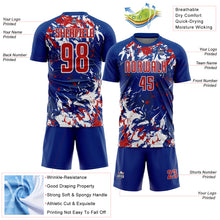 Load image into Gallery viewer, Custom Royal Red-White Fluid Art Splash Sublimation Soccer Uniform Jersey
