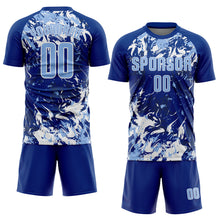 Load image into Gallery viewer, Custom Royal Light Blue-White Fluid Art Splash Sublimation Soccer Uniform Jersey
