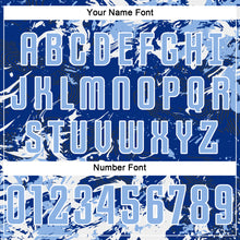 Load image into Gallery viewer, Custom Royal Light Blue-White Fluid Art Splash Sublimation Soccer Uniform Jersey
