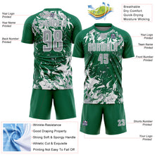 Load image into Gallery viewer, Custom Kelly Green Gray-White Fluid Art Splash Sublimation Soccer Uniform Jersey
