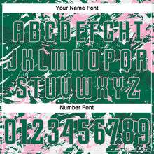 Load image into Gallery viewer, Custom Kelly Green Light Pink-White Fluid Art Splash Sublimation Soccer Uniform Jersey

