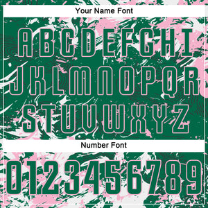 Custom Kelly Green Light Pink-White Fluid Art Splash Sublimation Soccer Uniform Jersey