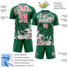Load image into Gallery viewer, Custom Kelly Green Medium Pink-White Fluid Art Splash Sublimation Soccer Uniform Jersey

