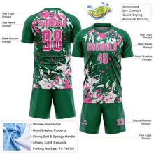 Load image into Gallery viewer, Custom Kelly Green Pink-White Fluid Art Splash Sublimation Soccer Uniform Jersey
