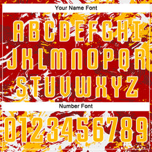 Load image into Gallery viewer, Custom Red Gold-White Fluid Art Splash Sublimation Soccer Uniform Jersey
