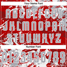 Load image into Gallery viewer, Custom Red Gray-White Fluid Art Splash Sublimation Soccer Uniform Jersey
