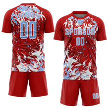 Load image into Gallery viewer, Custom Red Light Blue-White Fluid Art Splash Sublimation Soccer Uniform Jersey
