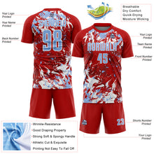Load image into Gallery viewer, Custom Red Light Blue-White Fluid Art Splash Sublimation Soccer Uniform Jersey
