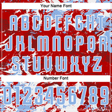 Load image into Gallery viewer, Custom Red Light Blue-White Fluid Art Splash Sublimation Soccer Uniform Jersey
