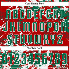 Load image into Gallery viewer, Custom Red Kelly Green-White Fluid Art Splash Sublimation Soccer Uniform Jersey
